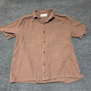 Abercrombie & Fitch Mens Large Tall LT Brown Linen Blend Short Sleeve Shirt